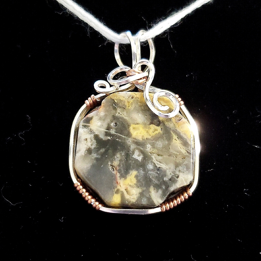 1" Crazy Lace Agate Wire Wrapped Pendant